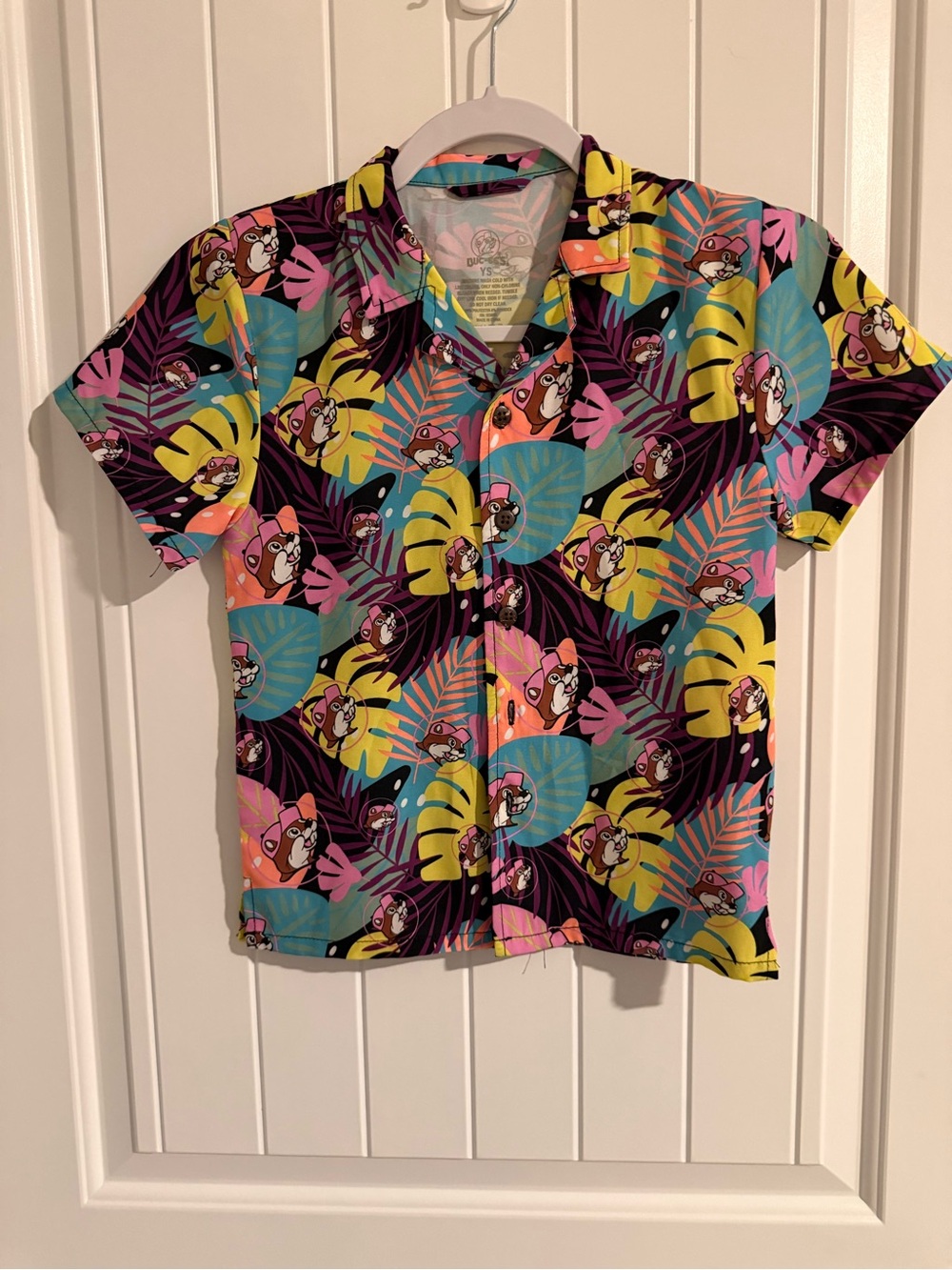 Buc-ee’s Youth Small YS Hawaiian Shirt Tropical Beaver Button Up